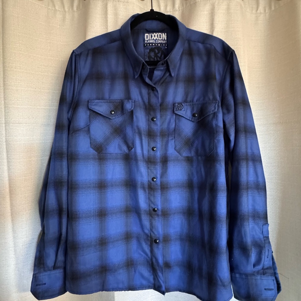 DIXXON Men's Black and Blue Checkered Shirt